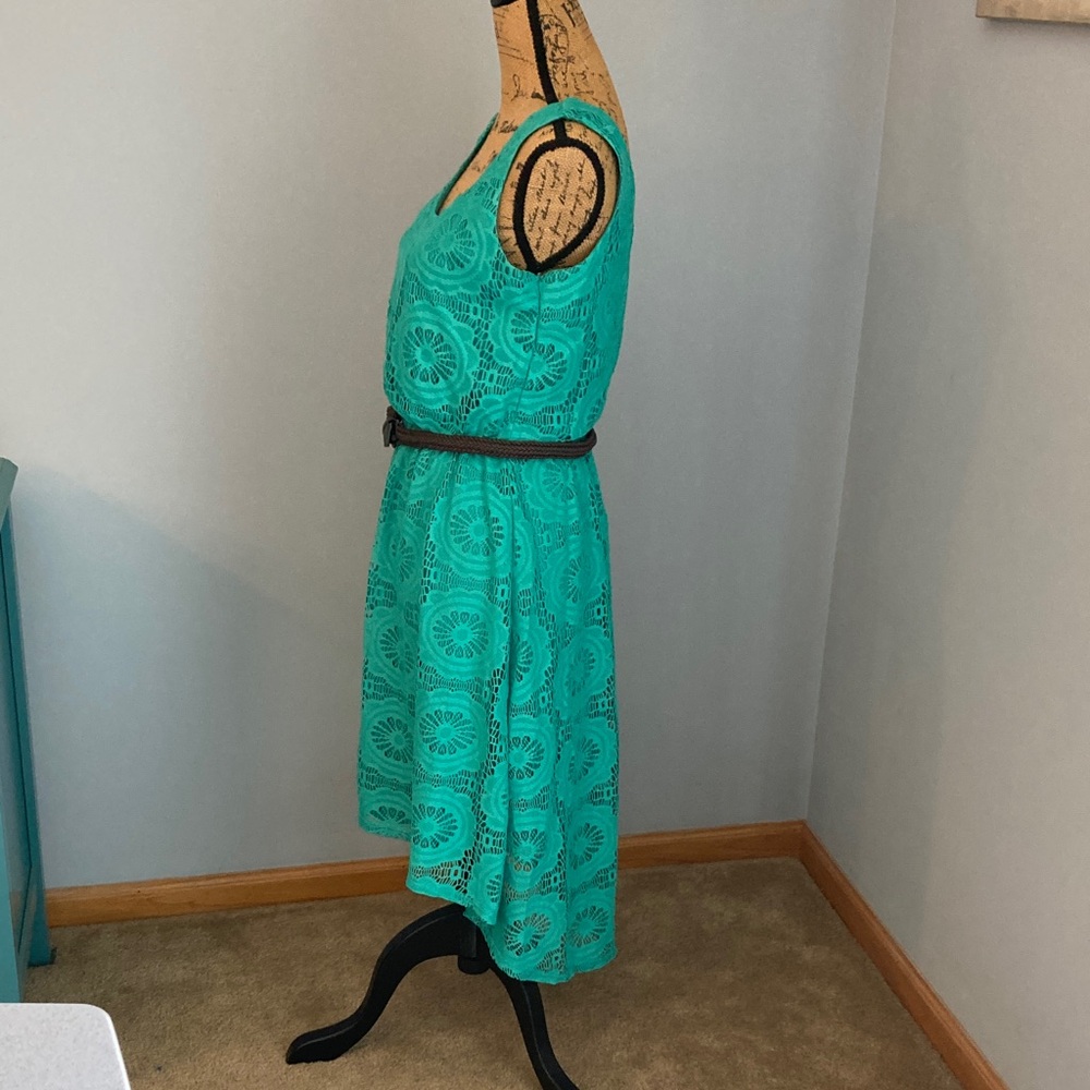 AUW Turquoise Lace Asymmetrical Dress NWOT Women Size Medium - Picture 3 of 15